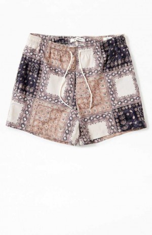 Chandails PacSun Bandana Block 4.5" Swim Trunks Homme Noir Multicolore | 942187KTJ