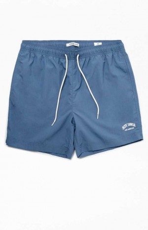 Chandails PacSun Blue Nylon Collegiate 6.5" Swim Trunks Homme Bleu | 789021FMG