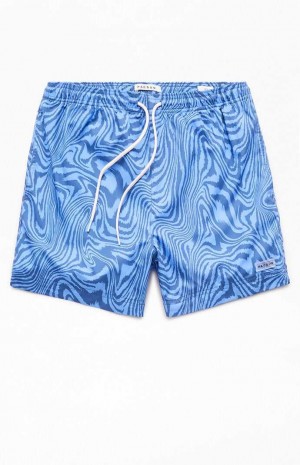 Chandails PacSun Blue Warp AOP 4.5" Swim Trunks Homme Bleu | 249038MBN