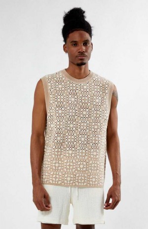 Chandails PacSun Crochet Homme Marron Blanche | 018695NUR