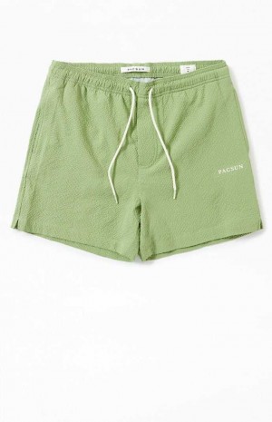 Chandails PacSun Green Sail Seersucker 4.5" Swim Trunks Homme Vert | 234785YIM