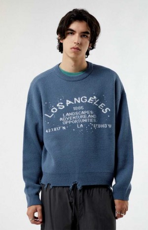 Chandails PacSun LA Landscapes Homme Bleu | 039415WGP