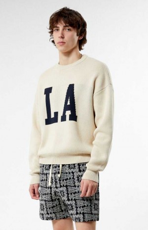 Chandails PacSun Los Angeles Crew Neck Homme Blanche | 102679JZQ