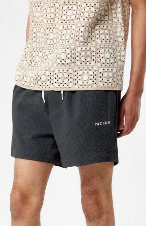 Chandails PacSun Sail Seersucker 4.5" Swim Trunks Homme Noir | 625804MLC