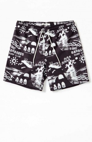 Chandails PacSun Surf Club Print 6.5" Swim Trunks Homme Noir | 038521SLR