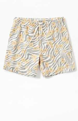 Chandails PacSun Zebra Flower 6.5" Swim Trunks Homme Marron | 673549JRN