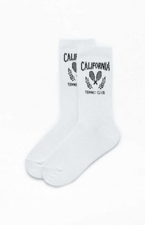 Chaussette PacSun California Tennis Club Crew Femme Blanche Noir | 543076NGJ