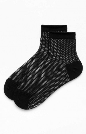 Chaussette PacSun Knit Mesh Ankle Femme Noir | 206853PJA