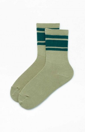 Chaussette PacSun Varsity Stripe Crew Femme Vert | 509264OYP