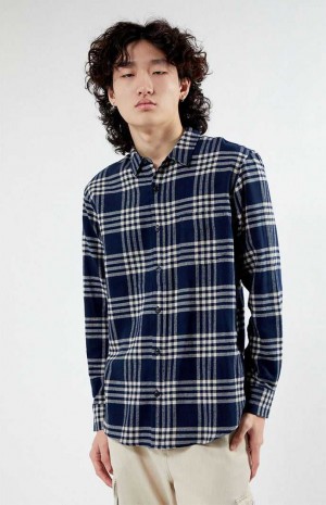 Chemises PacSun Blue Plaid Classiche Homme Bleu | 964352UWV