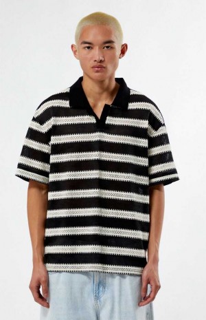 Chemises PacSun Bowen Open Polo Homme Noir Blanche | 931685CDS