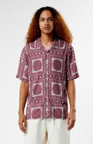 Chemises PacSun Brown Paisley Camp Homme Bordeaux | 829543GMU