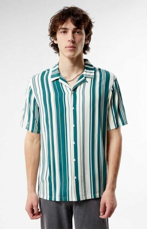 Chemises PacSun Dillon Rayé Camp Homme Vert | 725143NFB