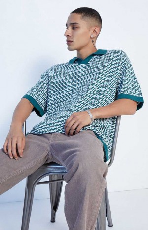 Chemises PacSun Green Woven Polo Homme | 387059TUX