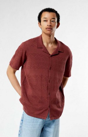 Chemises PacSun Hudson Burgundy Oversized Camp Homme Bordeaux | 704539ZWF