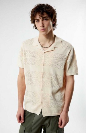 Chemises PacSun Hudson Cream Oversized Camp Homme Blanche | 847516NOG