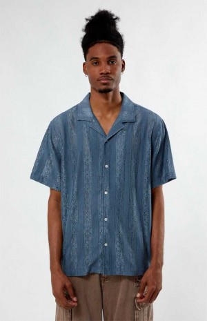 Chemises PacSun Niall Oversized Camp Homme Bleu | 723549VTY