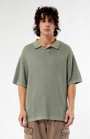 Chemises PacSun Olive Open Knit Polo Homme Vert | 785024HZR