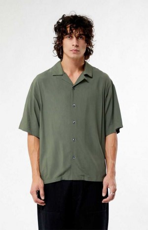 Chemises PacSun Olive Oversized Camp Homme Vert Olive | 542380CDP