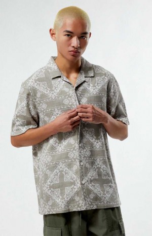 Chemises PacSun Paisley Camp Homme Grise | 845316VGK