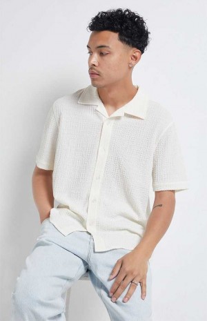 Chemises PacSun Pointelle Woven Button Down Homme Blanche | 372165QWV