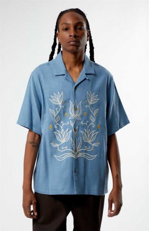 Chemises PacSun Provincial Blue Oversized Camp Homme Bleu | 278054NQT