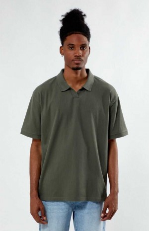 Chemises PacSun Rib Open Polo Homme Vert Olive | 120956TOG