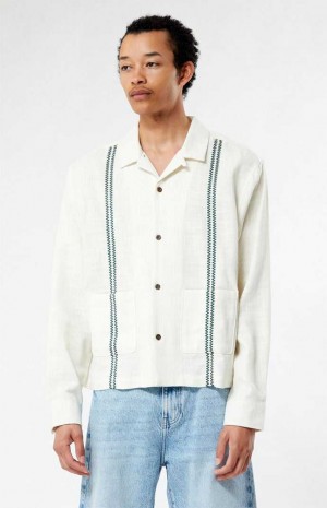 Chemises PacSun Ronan Long Sleeve Camp Homme Blanche | 673298RHF