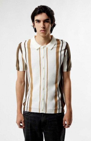 Chemises PacSun Tan Button Down Polo Homme Blanche Marron | 629873FTH