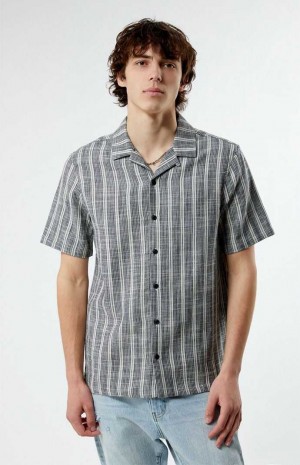 Chemises PacSun Woven Camp Homme Noir Blanche | 157894NVI