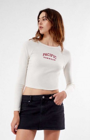 Hauts PacSun Pacific Sunwear Arch Long Sleeve Femme Blanche | 982630YRI