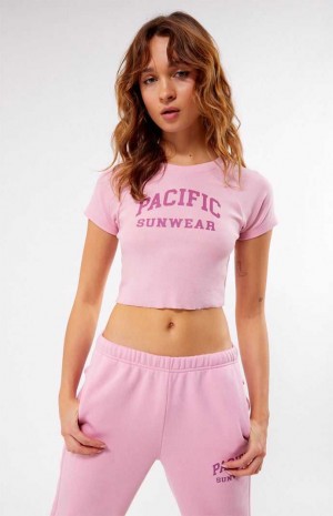 Hauts PacSun Pacific Sunwear Arch Raglan Femme Rose | 674810XUB