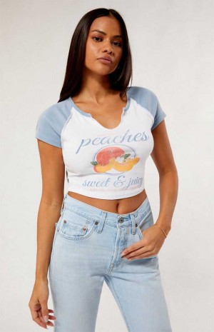 Hauts PacSun Peaches Raglan Femme Blanche | 124607QGP