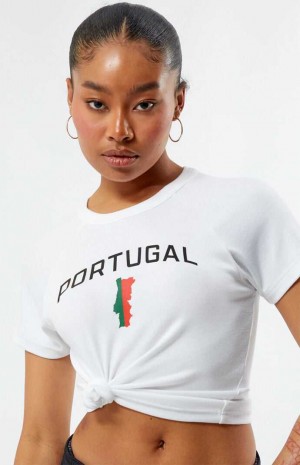 Hauts PacSun Portugal Raglan Femme Blanche | 825416PME