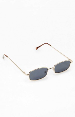 Lunette de Soleil PacSun Metal Square Femme Doré Noir | 512698FUH