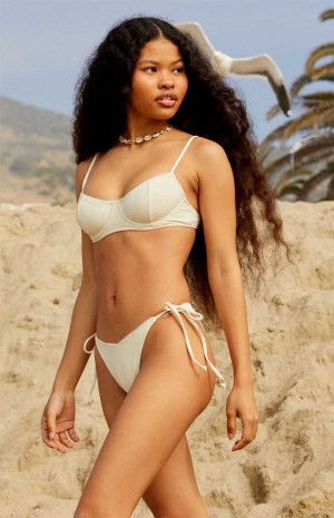 Maillots De Bain PacSun Eco Ivory Rochelle Picot Underwire Tank Bikini Femme Blanche | 758364FTN