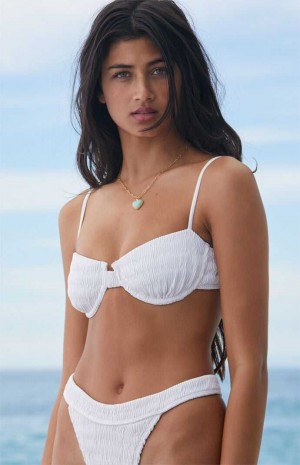 Maillots De Bain PacSun Eco White Lucia Scrunch Underwire Balconette Bikini Femme Blanche | 413769OYK