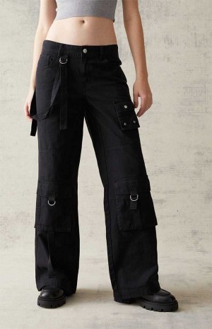 Pantalons PacSun Black Suspender '90s gy Cargo Femme Grise Foncé | 971406GIP