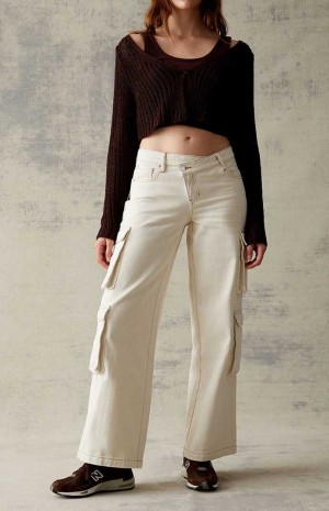 Pantalons PacSun Bone Asymmetrical '90s gy Cargo Femme Beige | 706981UAE