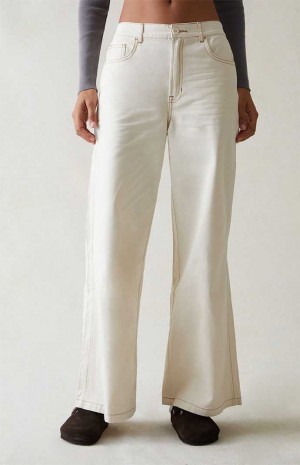 Pantalons PacSun Bone Elastic Taille Larges Leg Femme Beige | 379861XQH