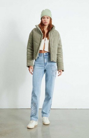 Pantalons PacSun Butterfly Patch '90s Boyfriend Femme Indigo | 647520VTH