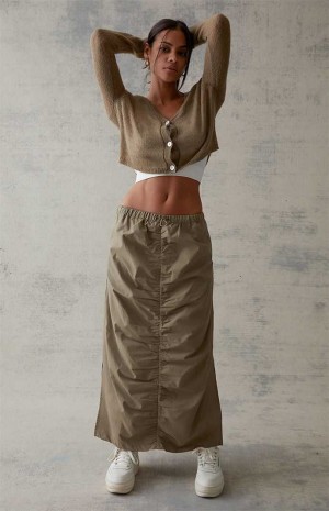 Pantalons PacSun Cinched Front Midi Skirt Femme Vert Olive | 198425WHA