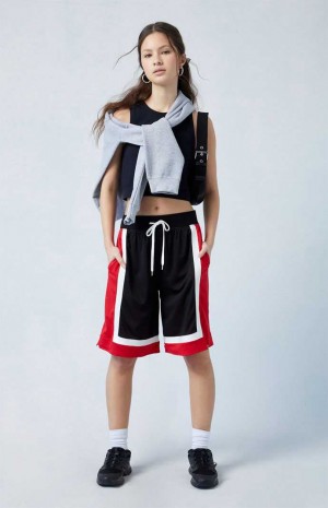 Pantalons PacSun Colorblock Longline Basketball Femme Rouge Noir | 139254FVB