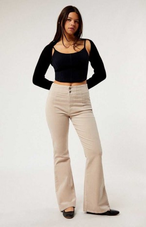 Pantalons PacSun Corduroy Flare Femme Grise | 857032HTA