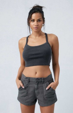 Pantalons PacSun Dark Gray Mid Rise Slouchy Workwear Femme Grise Foncé | 246589XYE