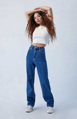 Pantalons PacSun Dark Indigo '90s Boyfriend Femme Indigo Foncé | 609873PSQ