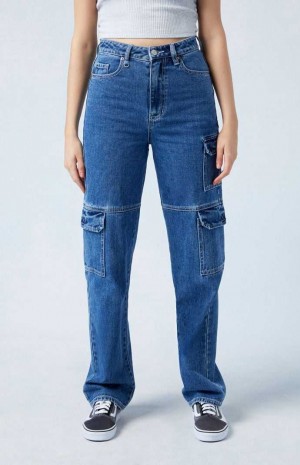 Pantalons PacSun Dark Indigo '90s Boyfriend Cargo Femme Indigo Foncé | 350286OKD