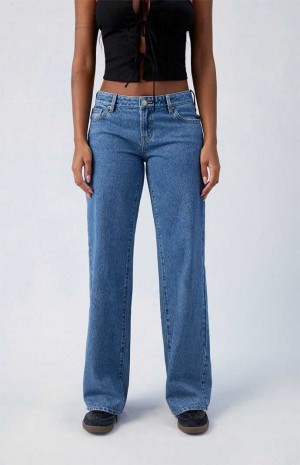 Pantalons PacSun Dark Indigo Wren Low Rise Larges Leg Femme Indigo Foncé | 548671REI