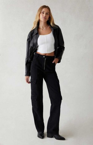 Pantalons PacSun Eco Black '90s Boyfriend Cargo Femme Noir | 310548RWY