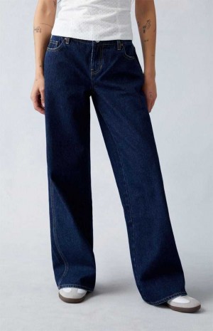 Pantalons PacSun Eco Dark Indigo Low Rise gy Femme Indigo | 975610CBW